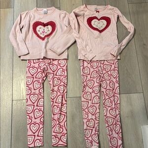GUC Girls Gymboree Pink and Red Heart Outfit and Pajama Set Size 8